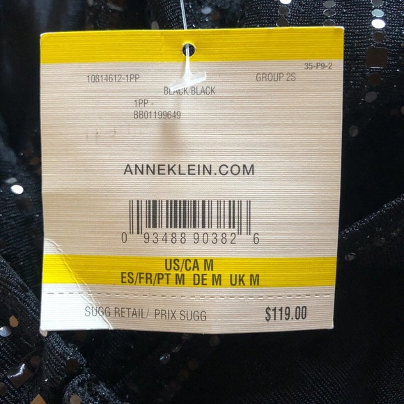 Anne Klein Black Sequin Duster Size Medium Metallic  Sparkle Open Dressy Kimono - Picture 7 of 12